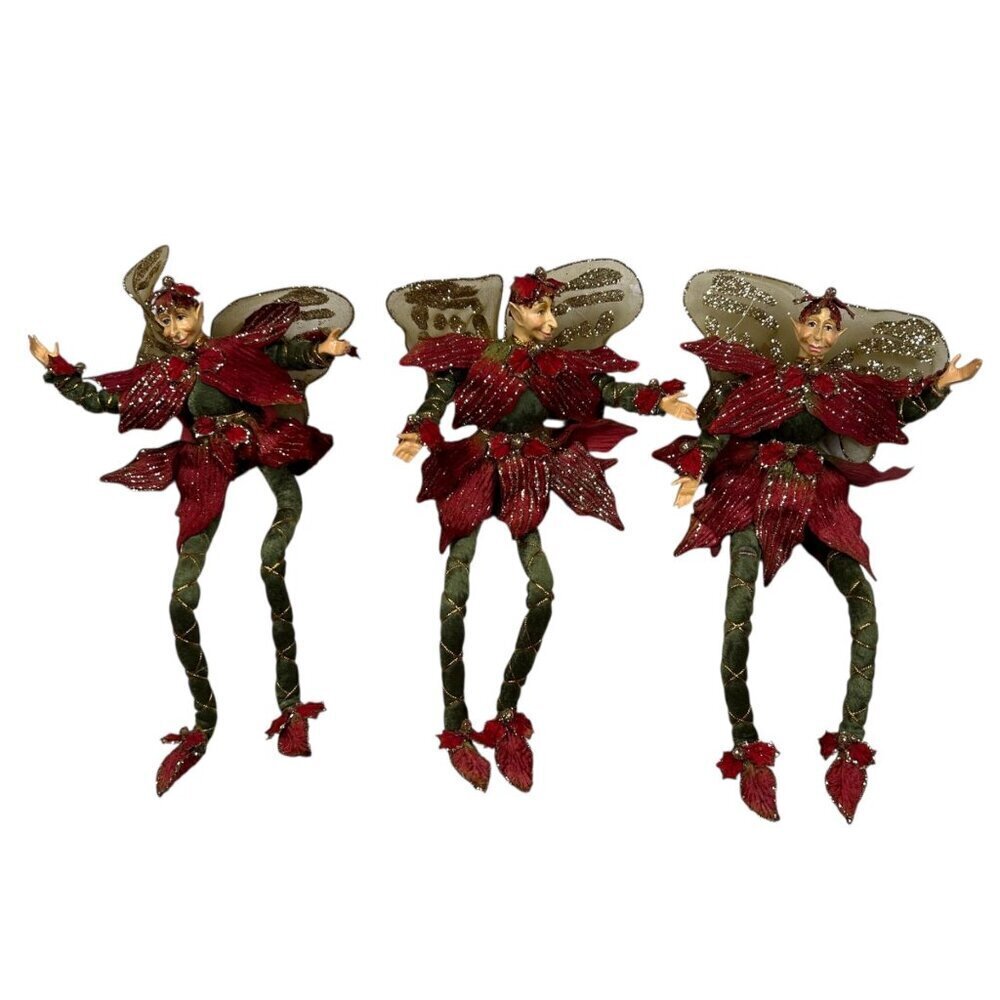Mark Roberts Fairy Elf Ornament Poinsettia Whimsical Retired Christmas Elves Dec